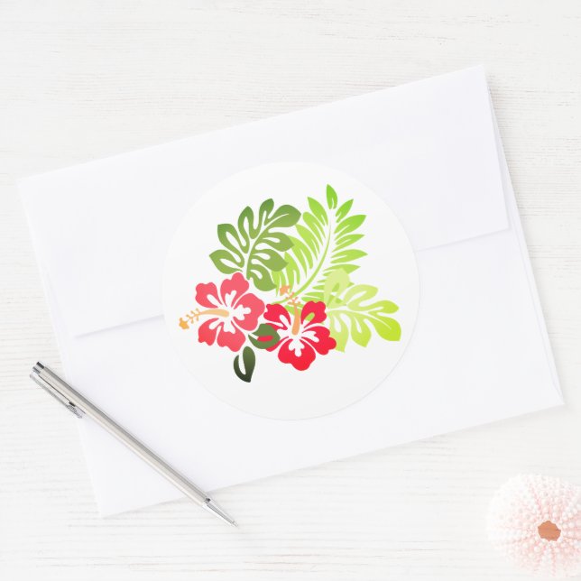 Hawaiian Print Classic Round Sticker (Envelope)