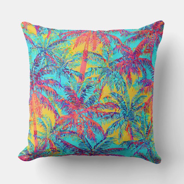 Hawaiian print coconut palm tree pattern cushion (Front)