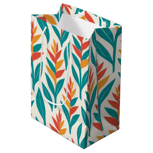 Hawaiian print heliconia medium gift bag (Front Angled)