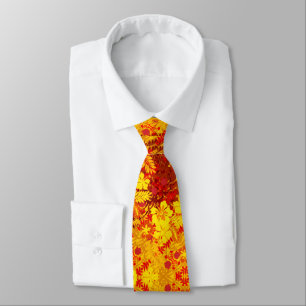 Hawaiian Print Hibiscus Flowers Red Tie