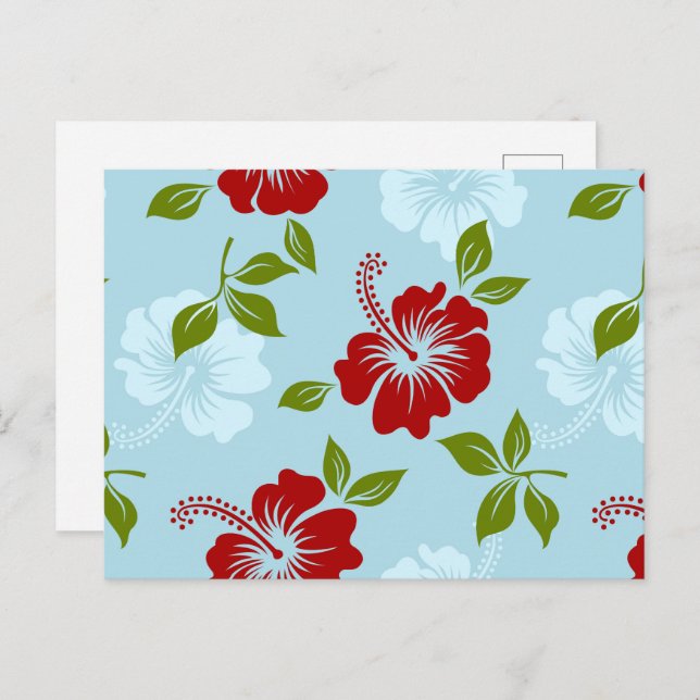 Hawaiian Print Holiday Postcard (Front/Back)