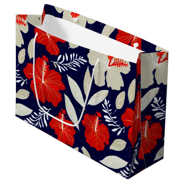 Hawaiian print  large gift bag (Front Angled)