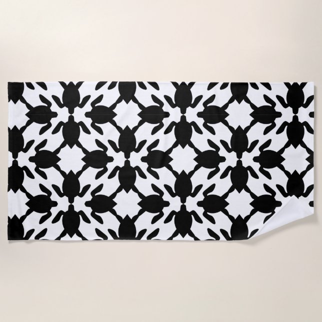 Hawaiian print Modern Honu ( sea turtle ) Pattern Beach Towel (Front)