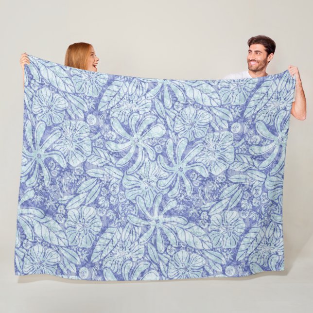 Hawaiian Print Naupaka ilima tiare flowers Fleece Blanket (In Situ)