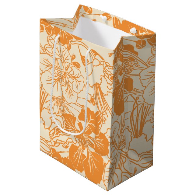Hawaiian print Ohai Alii flower Medium Gift Bag (Front Angled)
