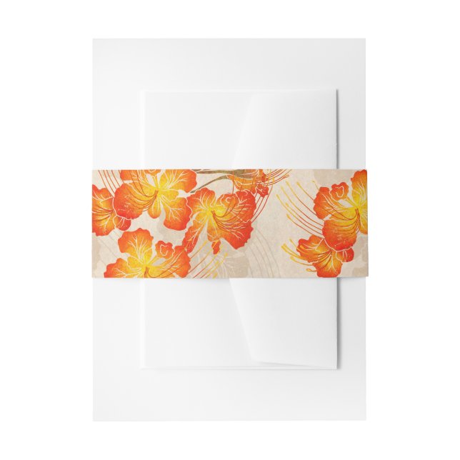 Hawaiian print Ohai Alii v2 pattern Invitation Belly Band (Front Example)