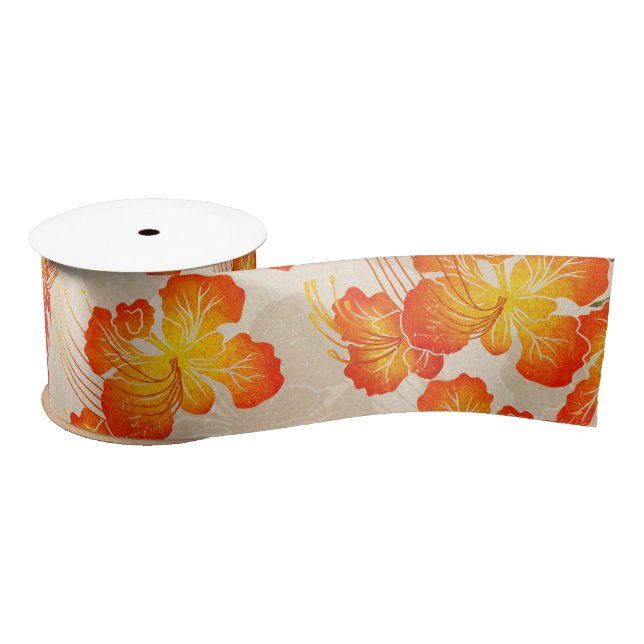 Hawaiian print Ohai Alii v2 pattern Satin Ribbon (Spool)