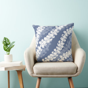 Hawaiian Print Puakenikeni lei Cushion
