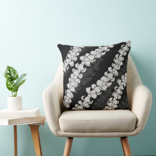 Hawaiian Print Puakenikeni lei Cushion