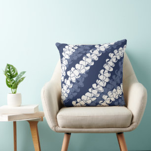 Hawaiian Print Puakenikeni lei Cushion