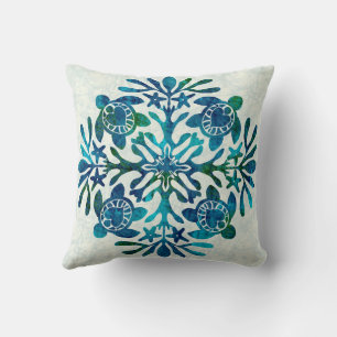 Hawaiian print quilt honu turtle batik cushion