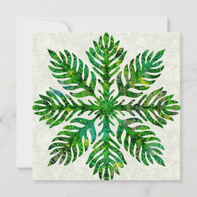 Hawaiian print quilt lauae fern card (Front)