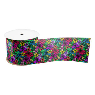 Hawaiian Print Satin Ribbon
