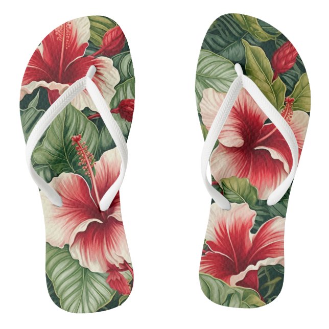Hawaiian Print  Thongs (Footbed)
