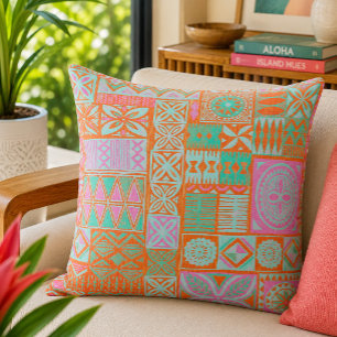 hawaiian print throw pillow
