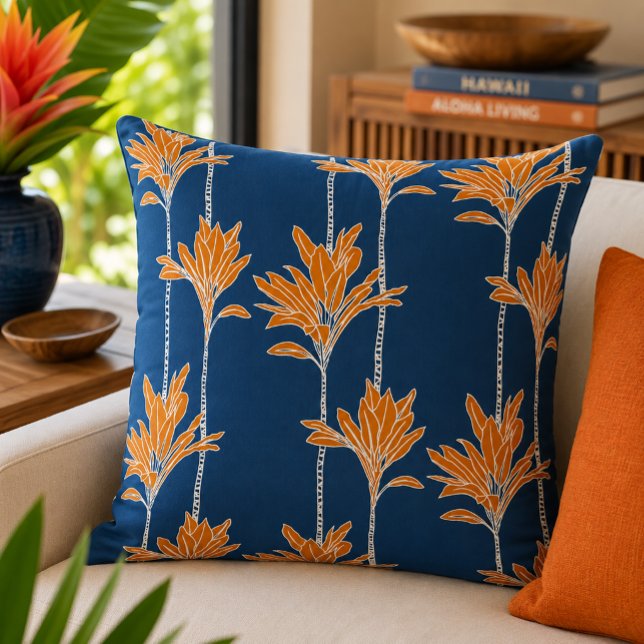hawaiian print ti leaf plants throw pillow (Creator Uploaded)