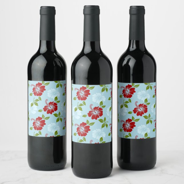Hawaiian Print Wine Label (Bottles)