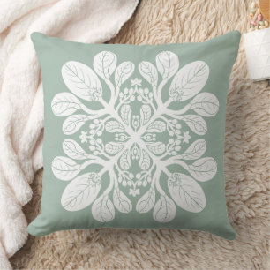Hawaiian Quilt Naupaka design White  Cushion