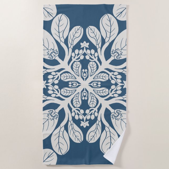 Hawaiian Quilt Naupaka in beige Beach Towel (Front)