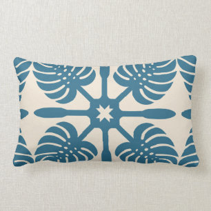 HAWAIIAN QUILT PILLOW- Monstera Lumbar Cushion
