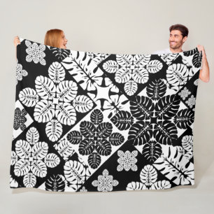 hawaiian quilt print fleece blanket