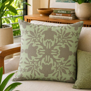 hawaiian quilt sea turtle honu throw pillow