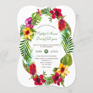 Hawaiian Radiant Tropical Floral Wreath Wedding Invitation