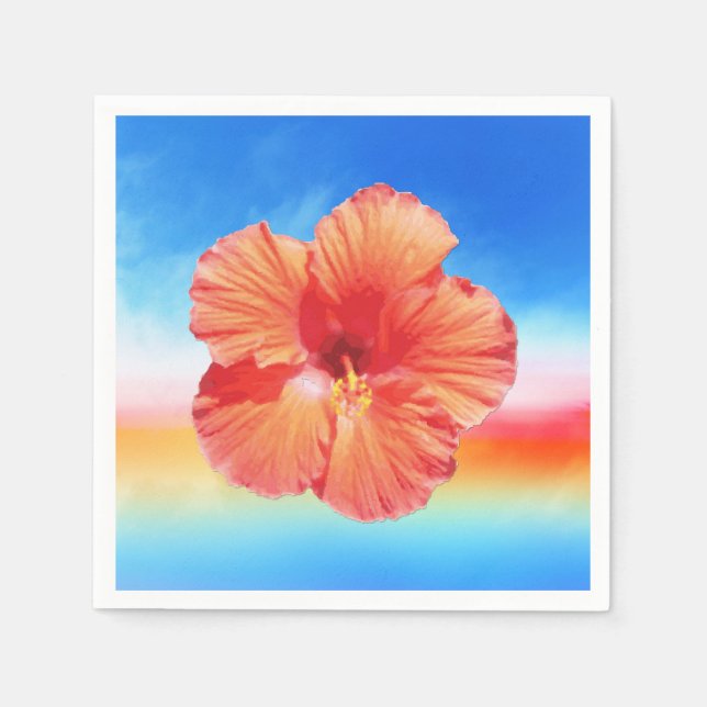 Hawaiian rainbow hibiscus paper napkins (Front)