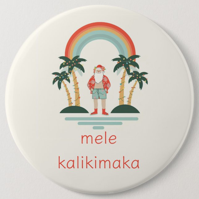 Hawaiian/Rainbow/Palms Santa 6 Cm Round Badge (Front)