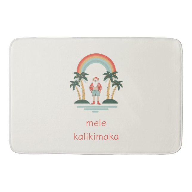 Hawaiian/Rainbow/Palms Santa Bath Mat (Front)