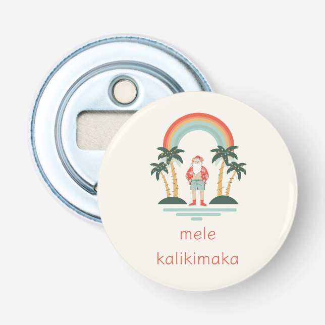 Hawaiian/Rainbow/Palms Santa Bottle Opener (Front)