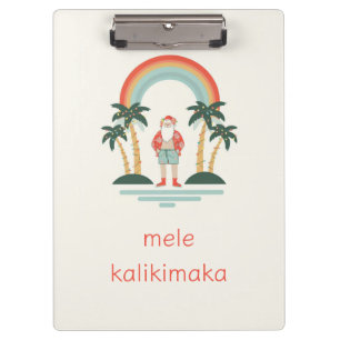 Hawaiian/Rainbow/Palms Santa Clipboard