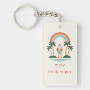 Hawaiian/Rainbow/Palms Santa Key Ring