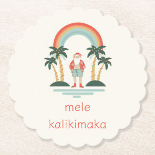 Hawaiian/Rainbow/Palms Santa Paper Coaster