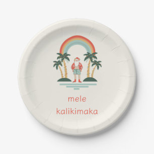 Hawaiian/Rainbow/Palms Santa Paper Plate
