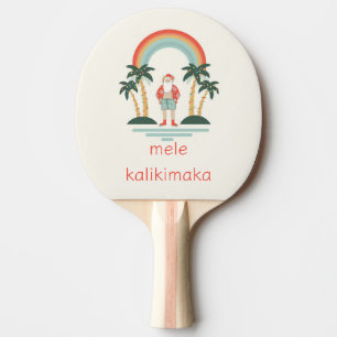 Hawaiian/Rainbow/Palms Santa Ping Pong Paddle