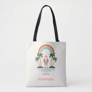 Hawaiian/Rainbow/Palms Santa Tote Bag