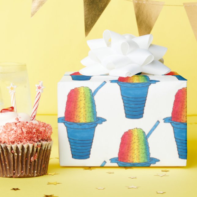 Hawaiian Rainbow Shave Ice Frozen Dessert Hawaii Wrapping Paper (Birthday Party)