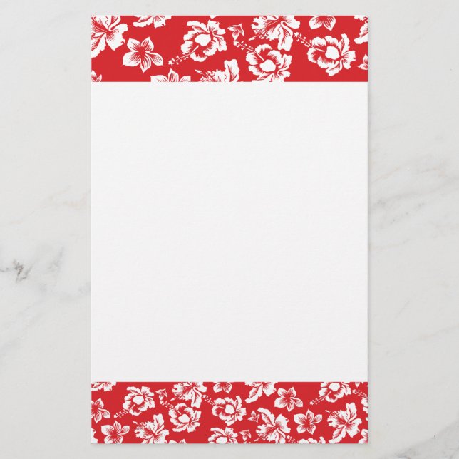 Hawaiian Red Flower Stationery (Front)