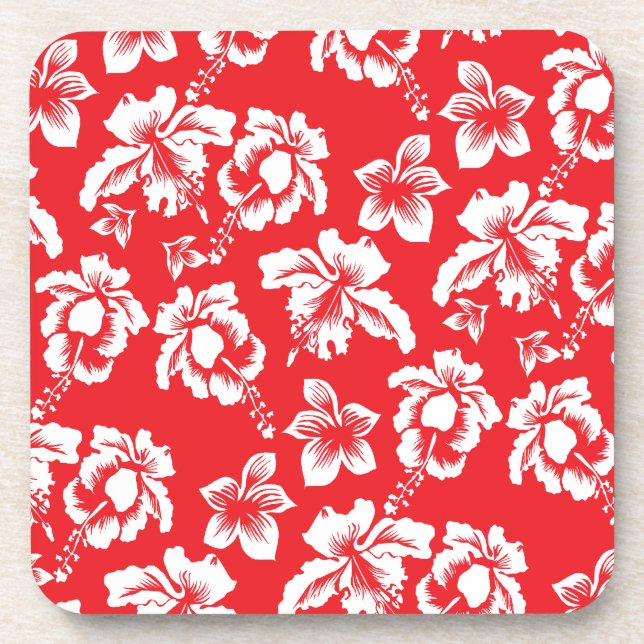 Hawaiian Red Flowers Coaster (Front)