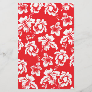 Hawaiian Red Flowers Stationery