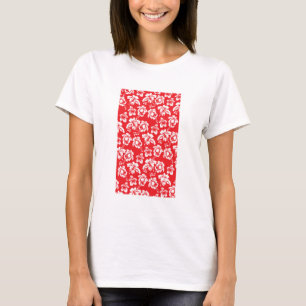 Hawaiian Red Hibiscus Floral Print T-Shirt