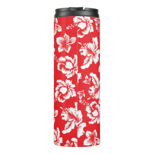 Hawaiian Red Hibiscus Floral Print Thermal Tumbler