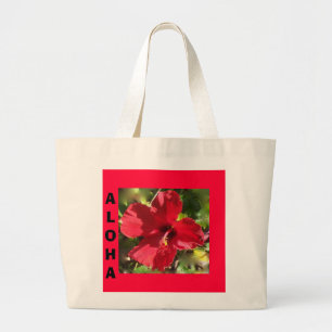 Hawaiian Red Hibiscus totebag Large Tote Bag