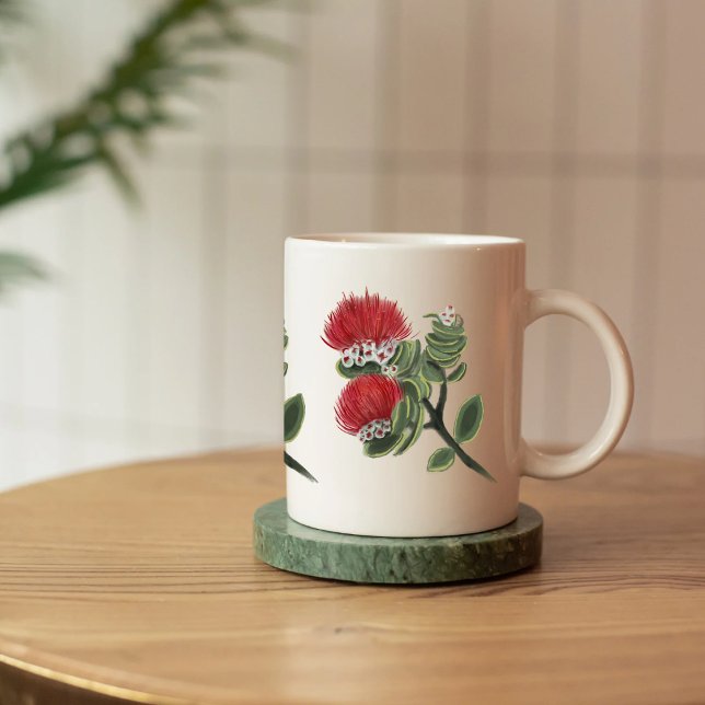 Hawaiian Red Lehua Tropical Flower Watercolor  Coffee Mug (Creator Uploaded)
