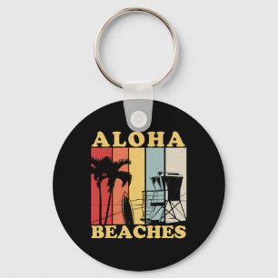 Hawaiian Retro 80's Style Aloha Beaches Surf Vacat Key Ring