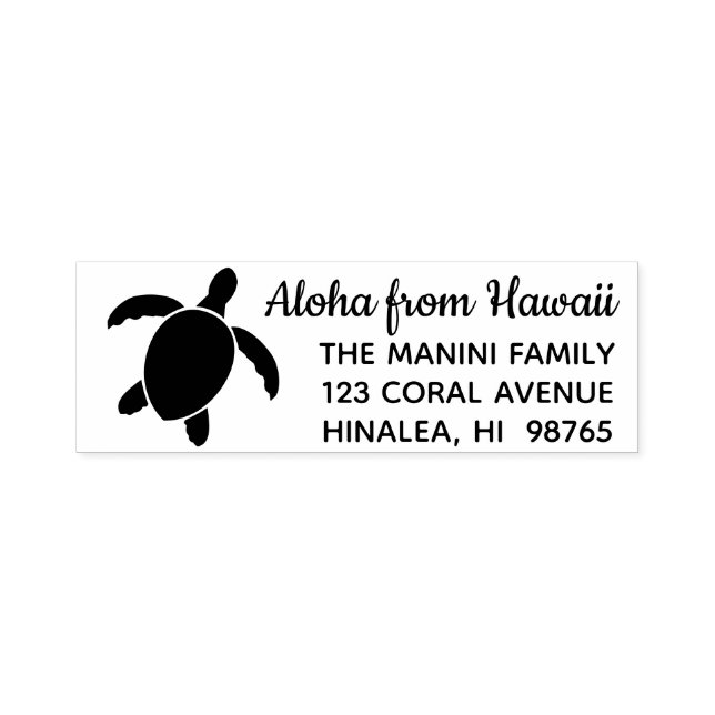 Hawaiian Return Address Stamp Honu Sea Turtle (Design)