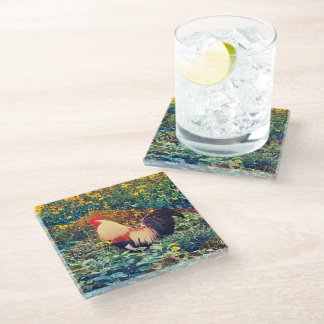 Hawaiian Rooster Glass Coaster