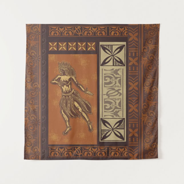 Hawaiian - Samoan Hula Tapa Board Print Tapestry (Front)