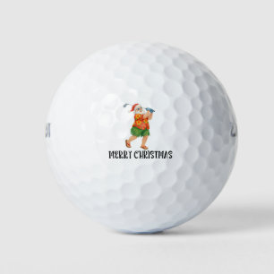 Hawaiian Santa Golfing Merry Christmas Golf Balls